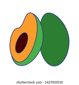 Fresh avocado half cut vegetable isolated vector illustration graphic design