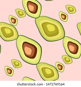 Fresh avocado hand draw seamless pattern.Natural and healthy nutrition. Organic food