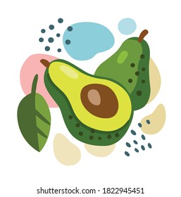 fresh avocado on color abstract background