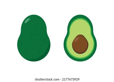 Fresh Avocado On White Background. Healthy Food. Vector Illustration