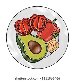 fresh avocado with peper and tomato vegetarian food