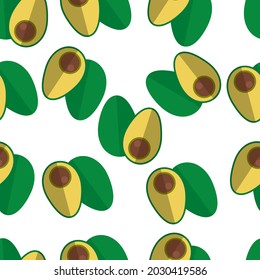 Fresh avocado seamless pattern. fruit flat design. Design for wrapping paper, textile, background stuffing, vector illustration.