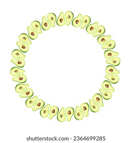 arte de corte en aguacate fresco dibujado marco redondo