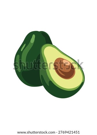fresh avocado slice composition vector art isolated white background