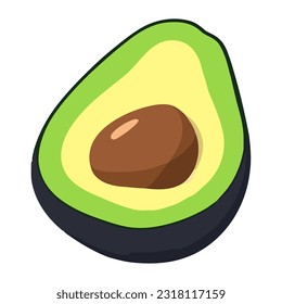 Fresh avocado slice, healthy snack icon isolated