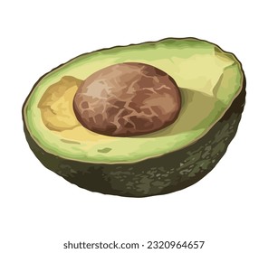 Fresh avocado slice, natures healthy gourmet snack icon isolated