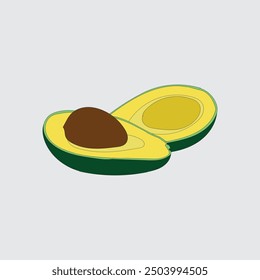 fresh avocado split in half with the seed still remaining
