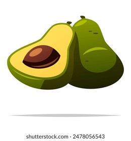 Fresh avocado vector isolated illustration