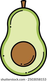 Fresh Avocado Vector with Whole and Sliced ​​Version