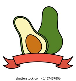 fresh avocado vegetable in frame vector illustration design