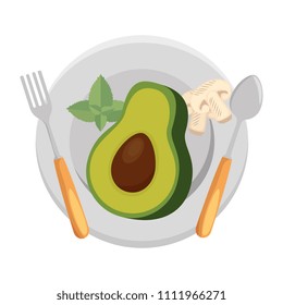 fresh avocadoin dish with mushroom vegetarian food