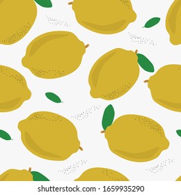 Fresh background of lemons. Hand drawn overlapping the background. Colorful vector Wallpaper. Seamless background with a collection of citrus fruits. Decorative illustration, good for printing
