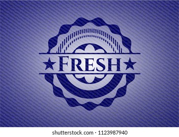 Fresh badge with denim texture