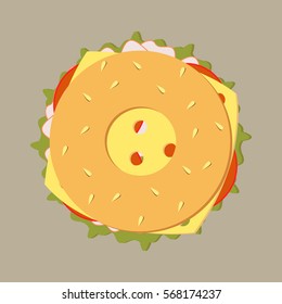 Fresh bagel sandwich - vector
