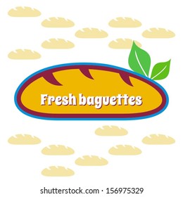 Fresh baguettes symbol on white background - vector illustration