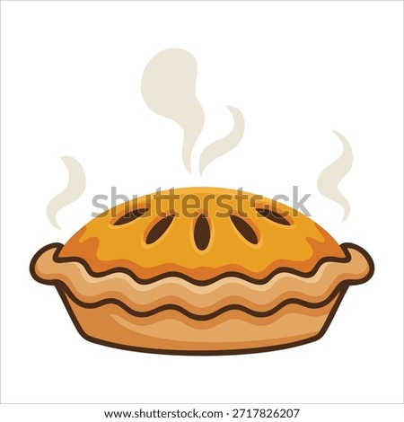 Fresh baked apple pie with cinnamon filling dessert isolated vector illustration on white background