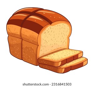 A fresh baked bread, a gourmet snack icon isolated