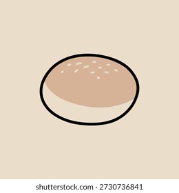 Fresh baked bun or bread roll icon