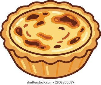 Fresh baked egg custard tart illustration with breakfast delicious homemade illustration isolated culinary patisserie appetizer