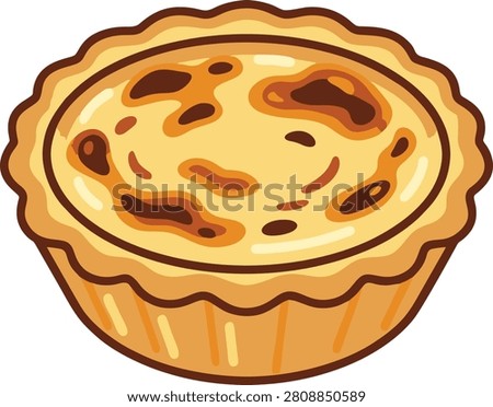 Fresh baked egg custard tart illustration with breakfast delicious homemade illustration isolated culinary patisserie appetizer