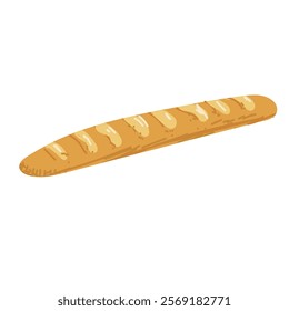 Fresh baked goods french baguettes on an isolated white background in flat style. Food and bakery products. Carbohydrates. White bread. Vector illustration.