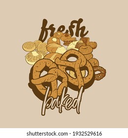 Fresh baked label with baked goods for wall art and shirts prints