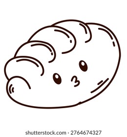 fresh baked loaf with tiny smiling face and soft ridges for breakfast