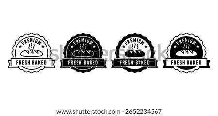 Fresh Baked Premium Bread Bakery Icons Black and White Vintage Style Logos Vector Design Illustration Template