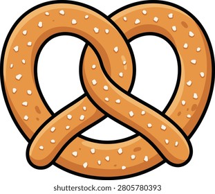 Fresh baked salted pretzel icon illustration with bavarian appetizer gastronomy nutrition culinary traditional snacking refreshment snacktime delicious homemade illustration isolated