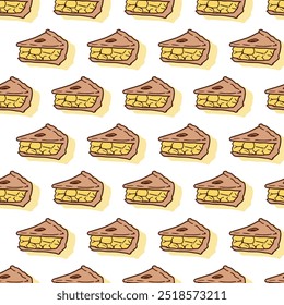 Fresh Baked Sweet Pie Slice Snack Treat Pattern. Ideal for kitchen decor, textile designs, or any creative project that aims to bring a touch of homely warmth and sweetness.