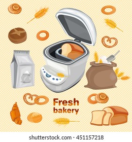 Fresh bakery bread machine bake muffins at home vector 