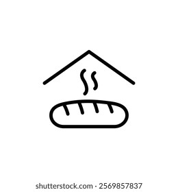 Fresh bakery pastry shop icon Black and white outline vector