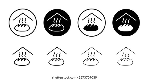 Fresh bakery pastry shop icon Thin line art isolated