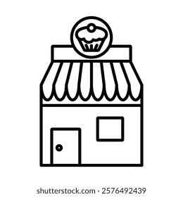 Fresh bakery pastry shop icon vector outline logo sign