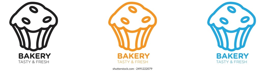 Fresh bakery pastry shop vector logo set collection for web app ui