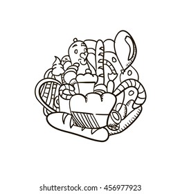 Fresh bakery simple hand drawn doodle vector illustration