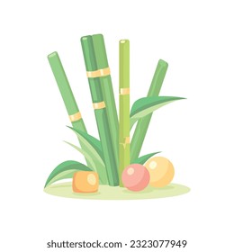 Fresh bamboo design over white