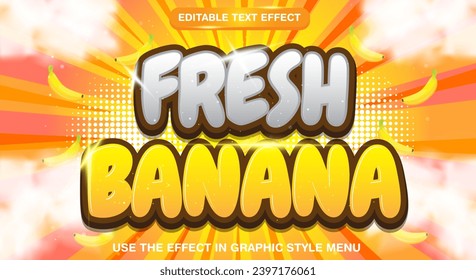 Fresh Banana 3d editable text effect template suitable for sweet food menu themes