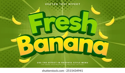 Fresh Banana 3d editable text effect template suitable for sweet Fruit theme