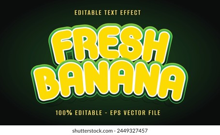 fresh banana 3d text effect design with leaf background	