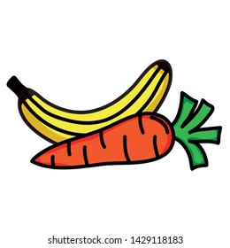 fresh banana fruit and carrot