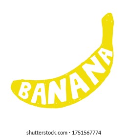 Fresh Banana Fruit for Emblem, Logo, Sign or Badge. Grungy Hand drawn style rough sketching.