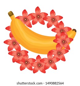fresh banana fruit with floral decoration