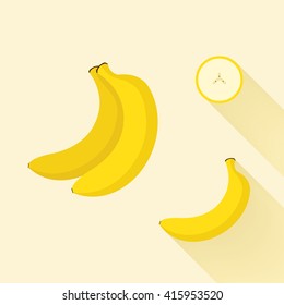 Fresh banana fruits, Set banana.Peeled and sliced bananas