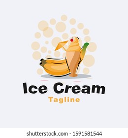 fresh banana ice cream logo design