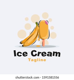 fresh banana ice cream logo design