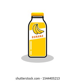 fresh banana juice in packaging bottle. vector illustration. logo template design