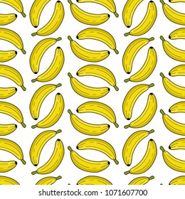 fresh banana seamless pattern isolated in white background