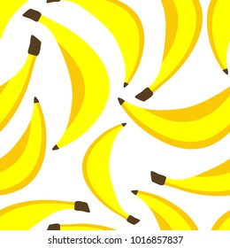 Fresh bananas background. Hand drawn overlapping backdrop. Colorful wallpaper vector. Seamless pattern with fruits collection. Decorative colored illustration, good for printing