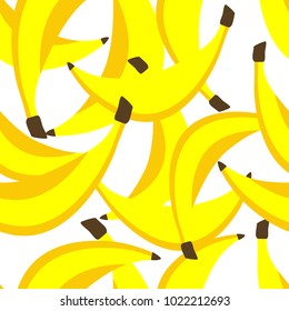 Fresh bananas background. Hand drawn overlapping backdrop. Colorful wallpaper vector. Seamless pattern with fruits collection. Decorative colored illustration, good for printing